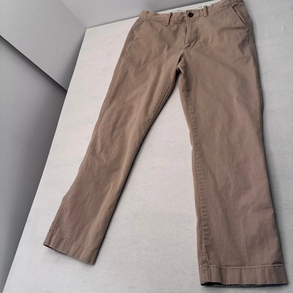 J.Crew Flex Straight Chino Pants Mens 32x30 Tan Khaki Stretch Cotton Trousers
